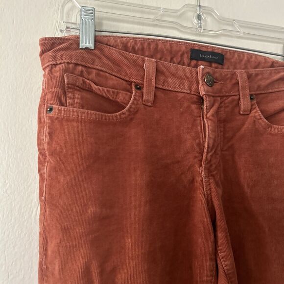 Bebe Corduroy Skinny Womens Jean Pants Salmon Pink Preowned Size 27 Made In USA - Picture 3 of 11